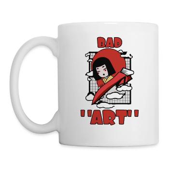schlechte Kunst Katze Japan Geisha trashiges Chaos - Tasse - Weiß - Links