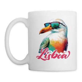 Mouette de vacances Lisboa Portugal avec lunettes de soleil - Mug blanc - blanc - Gauche