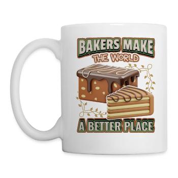 Schokokuchen, lustiger Bäcker Spruch mit Kuchen - Tasse - Weiß - Links