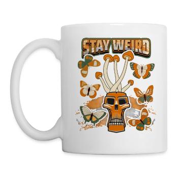 Magic Mushrooms, Psychedelisch, Totenkopf, Pilze - Tasse - Weiß - Links