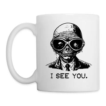 Brille aus dem Weltraum: Alien, ich sehe dich - Tasse - Weiß - Links