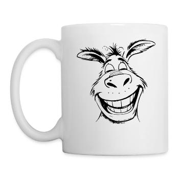 Lächelnder Cartoon-Esel - Tasse - Weiß - Links