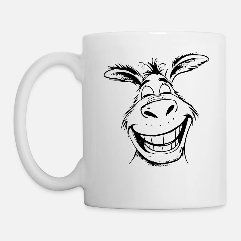 Âne de dessin animé souriant - Mug blanc - blanc