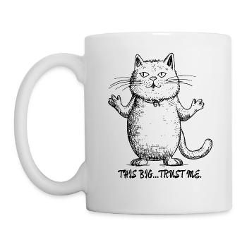 So big... Believe Me: Show-Off Cartoon Cat - Mug - white - Left