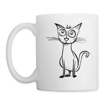 Seltsame Cartoon-Katze - Tasse - Weiß - Links