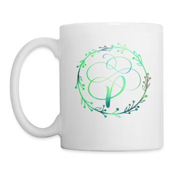 Monogramme, lettre P, ornement de calligraphie - Mug blanc - blanc - Gauche