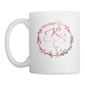 Monogramme, Lettre K, Ornement de calligraphie - Mug blanc - blanc - Gauche