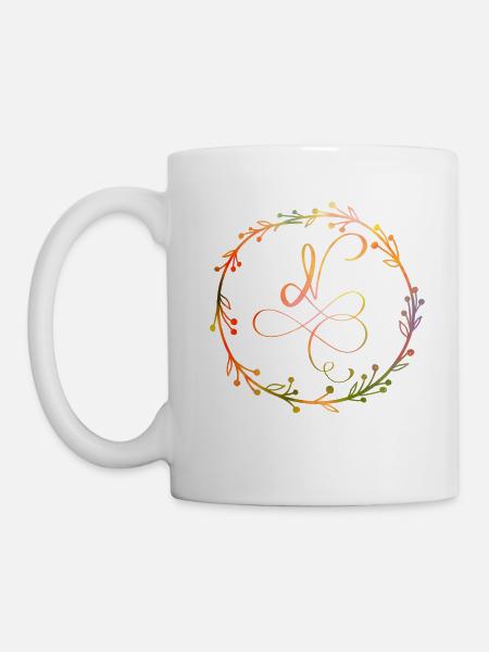 Monogramm, Buchstabe N, Kalligrafie Ornament - Tasse - Weiß
