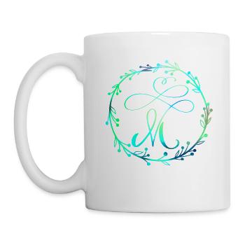 Monogramm, Buchstabe M, Kalligrafie Ornament - Tasse - Weiß - Links