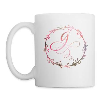Monogramme, lettre G, ornement de calligraphie - Mug blanc - blanc - Gauche