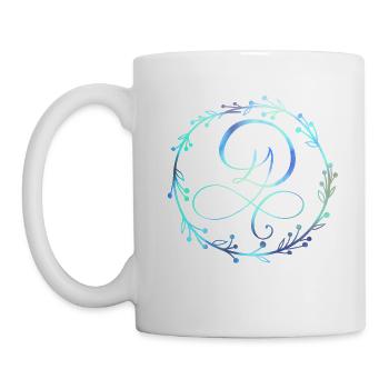 Monogramme, Lettre D, Ornement de calligraphie - Mug blanc - blanc - Gauche