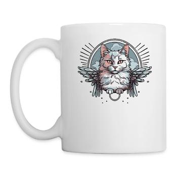 Chat blanc avec des ailes - Mug blanc - blanc - Gauche