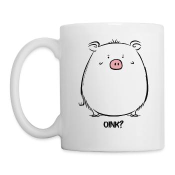 Cartoon Oink Schwein - Tasse - Weiß - Links