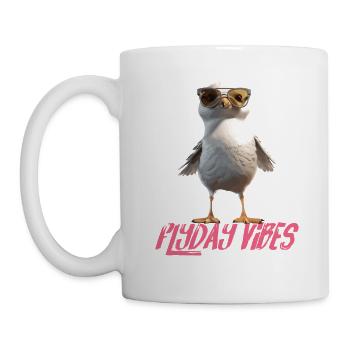 Möwe Flyday Vibes Cool Süß Sommer Urlaub - Tasse - Weiß - Links