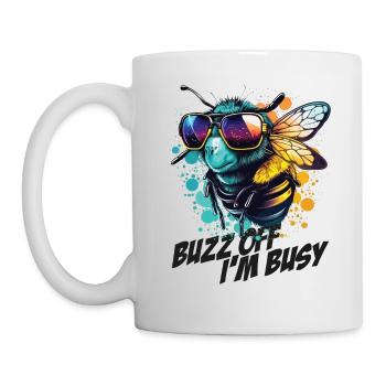 Bumblebee with sunglasses Buzz Off I'm Busy - Mug - white - Left