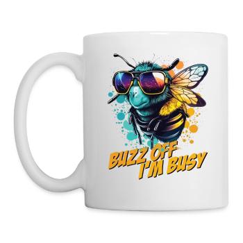 Bumblebee with sunglasses Buzz Off I'm Busy - Mug - white - Left