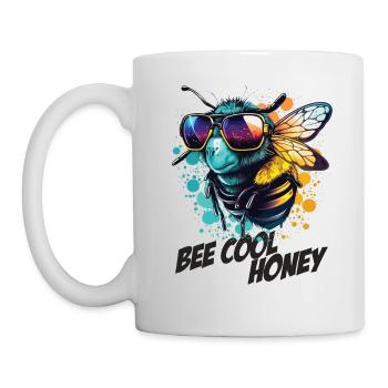 Bourdon graffiti avec lunettes de soleil Bee Cool Honey - Mug blanc - blanc - Gauche