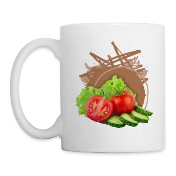 Gemischter Salat mit Tomaten Gemüse Vegan-Design - Tasse - Weiß - Links
