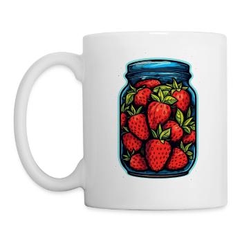 Glass jar with strawberries - Mug - white - Left