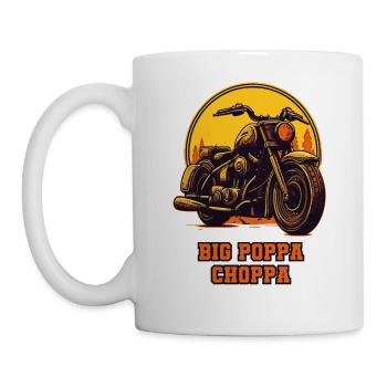 Big Papa Chopper Dad – Motorrad - Tasse - Weiß - Links