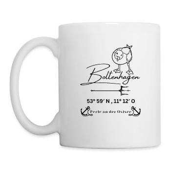 Boltenhagen-Möwe-Anker-Koordinaten-Ostsee - Tasse - Weiß - Links