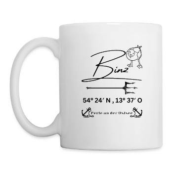 Binz-Möwe-Anker-Ostsee-Koordinaten - Tasse - Weiß - Links