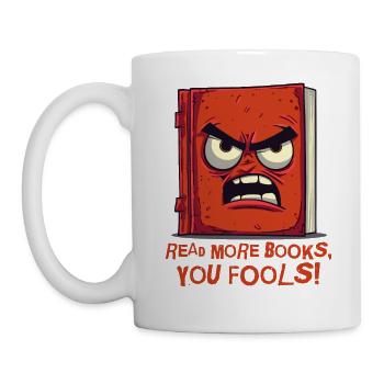 Lies mehr Bücher! Wütendes Buch - Tasse - Weiß - Links