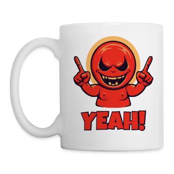 Pointant du doigt en l’air, le gars rouge dit oui - Mug blanc - blanc - Gauche