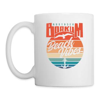 Borkum Northsea Beach Vibes Möwe Anker - Tasse - Weiß - Links