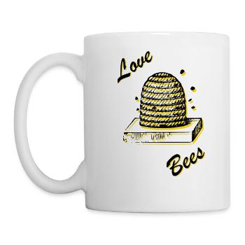 Love Bees in black yellow - Mug - white - Left