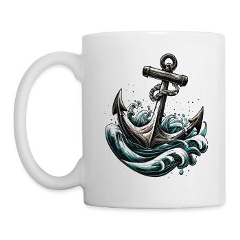 Ancre nautique rétro de navire - Mug blanc - blanc - Gauche