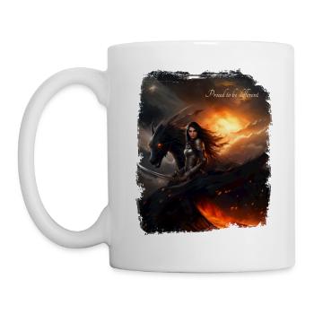 Guerrière et son dragon noir - Mug blanc - blanc - Gauche