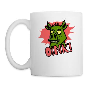 Oink! Cartoon Schwein - Tasse - Weiß - Links