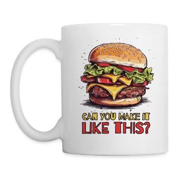 Können Sie das wie diesen Cheeseburger machen - Tasse - Weiß - Links