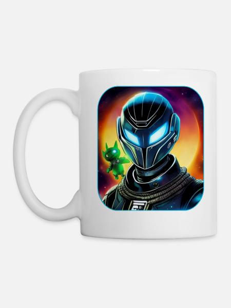Weltraum Astronaut mit Alienfee - Tasse - Weiß