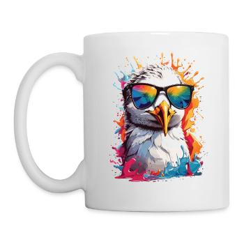 Möwe Sonnenbrille Sommer Urlaub bunt - Tasse - Weiß - Links