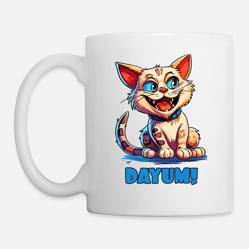 Drôle de chat de dessin animé - Dayum! - Mug blanc - blanc