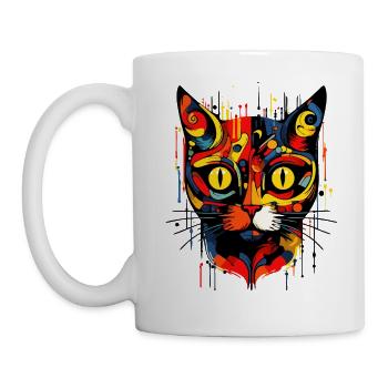abstrakte Kunst Katze - Tasse - Weiß - Links