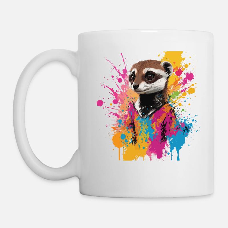 Graffiti Erdmännchen Kunst Malerei Zeichnung bunt - Tasse - Weiß
