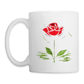 Japanische Rote Sonne: Rose - Tasse - Weiß - Links