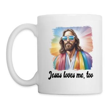 Jesus is proud too pride gay homosexuell Spruch - Tasse - Weiß - Links