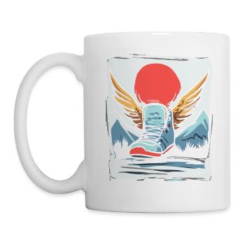 Japanische Rote Sonne, Sneaker mit Flügel - Tasse - Weiß - Links