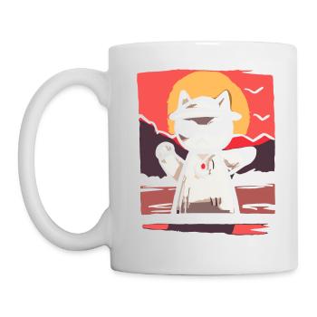 Japans rote Sonne: Funky Hip-Hop Rap Katze - Tasse - Weiß - Links