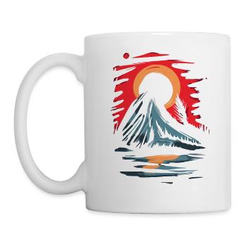 Japans Rote Sonne: Ein Berg-Gipfel - Tasse - Weiß - Links