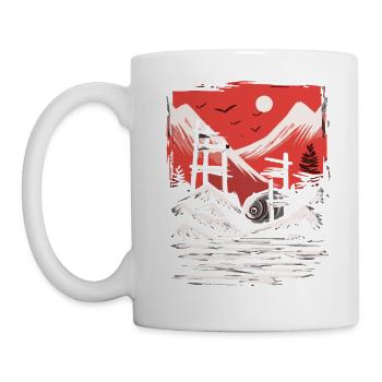 Japan's Red Sun: The Sardine Fish Temple - Mug - white - Left