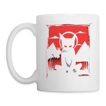 Le soleil rouge du Japon : le chat de yoga - Mug blanc - blanc - Gauche