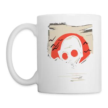 Japanische Rote Sonne: Gasmaske - Tasse - Weiß - Links