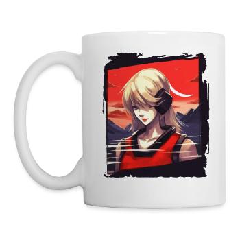 Japanische rote Sonne: Ein blondes Mädchen - Tasse - Weiß - Links