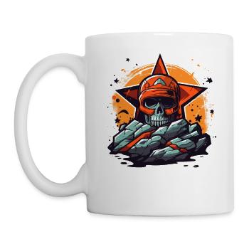 Felsen und ein Stern-Totenkopf - Tasse - Weiß - Links