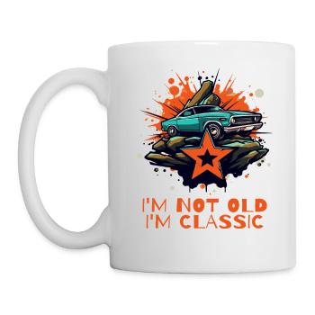 Ich bin nicht alt, ich bin ein Klassiker: Oldtimer - Tasse - Weiß - Links